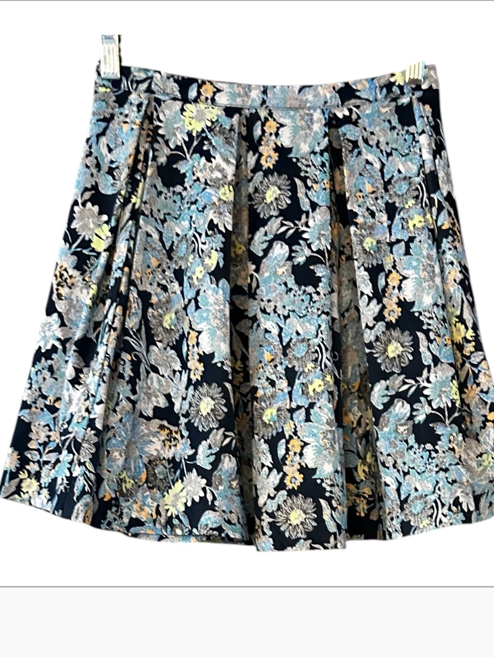 Jealous Tomato Floral Pleated A-Line Skirt - Navy Multi